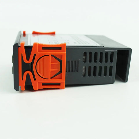Side view of All Purpose Digital Temperature Controller Thermostat With Sensor And Two Relays Fahrenheit And Celsius Display ITC1000
