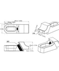 Low Profile Side Clamp Vise Set With M8 Arcuate Adjustment Made From Hardened S136H Die Steel, detailed schematic dimensions.