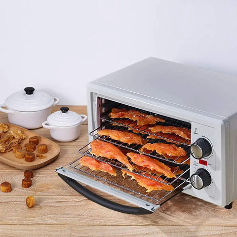 Built Tough Five Layer Food Dehydrator With Sleek Digital Temp And Timer Controls drying beef jerky on stacked racks