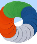 Ultimate 20 Pack Of High Grit Hook And Loop Sanding Discs For Perfect Wet Dry Blending And Finishing Jobs With Dual Side Flocking Design assorted colors arranged in a spiral.
