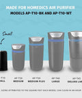 Image of HoMedics air purifier models AP-T10 to AP-T45, compatible with TotalClean 360 Degree HEPA Type Air Purifier Filter Replacement.