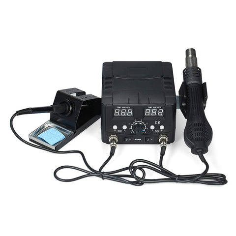 2 In 1 Hot Air SMD Soldering Station Rework System With Desoldering Air Gun And Soldering Iron Stand 110V for PCB Repair