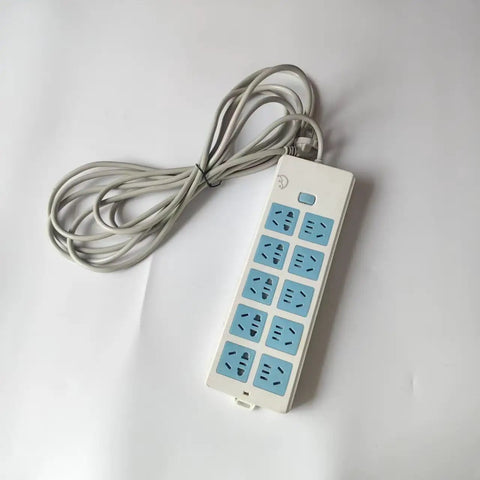 Heavy Duty Multi Outlet Extension Cord With Solid White Build For Dorm Bedroom And Home Office Setup Reliable Plug And Play Power Strip Adapter with 8 outlets.