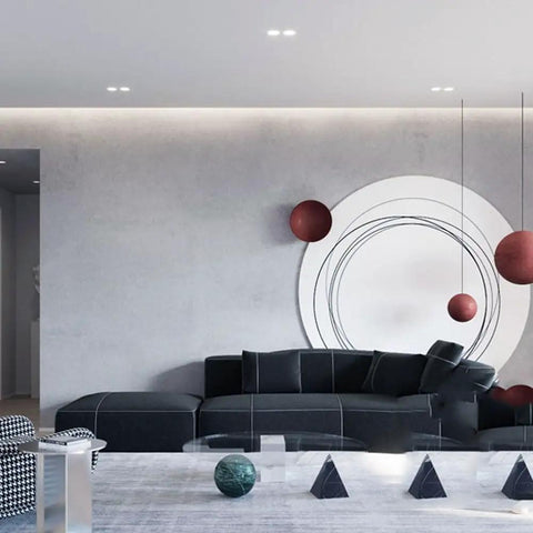 Modern living room showcasing UWYTGF 13 Pack Retrofit Led Recessed Lighting 4 Inch,3000K/4000K/6000K Dimmable,5W Led Can Lights,White Smooth Trim.