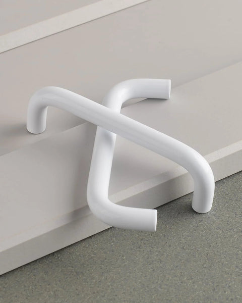 Bright White 3.8 Inch Cabinet Pulls 5 Pack Aluminum Alloy Drawer Handles for Cabinets and Drawers 96mm Hole Center Curved Tray Style Modern Closet Hardware Rust Resistant Moisture Proof