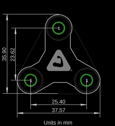 Straight Up Badass Muscle Sensor Module Featuring High Performance Emg Technology, top view with dimensions displayed.