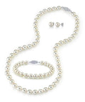 Must Have 14K Gold Akoya Pearl Necklace Bracelet Earrings Set With 18 Inch Princess Length For Women 7.5 To 8mm Round White