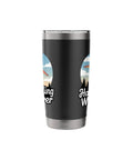 Hang Glider Whisperer Stainless Steel Insulated Tumbler with bold hang gliding artwork, 20 oz size, dual-wall insulation, black design