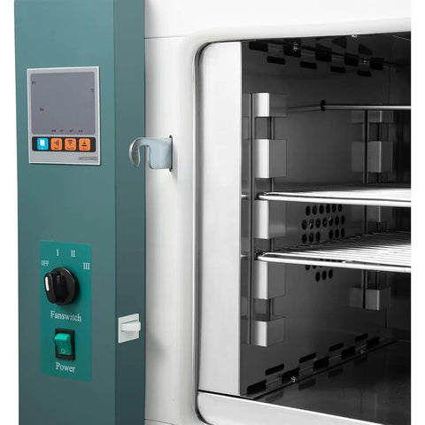 Auto Dental Drying Oven With Timed Temp Control features a digital interface and stainless steel interior for tool sanitation.