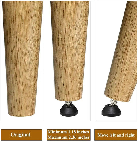 Four Pack Swivel Adjustable Leveling Feet With Nylon Metal Build And Grippy Antislip Cushions, showing height adjustment and grip features.
