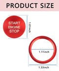 Audi Push Start Button Cover With Aluminum Ring showing sizes of button and ring in inches