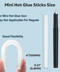 Mini Hot Glue Sticks 4 Inch 0.27 Inch Diameter For Most Mini Glue Guns 600 Pack size comparison with pen and flexibility demonstration.