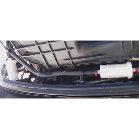 Inline 5/16 Inch Fuel Filter For Mercury Marine Outboards 40-400 HP With 42 Micron Element installed in engine