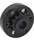 Built Tough Heavy Duty Centrifugal Clutch With One Inch Bore And Thirteen Teeth For Mini Bikes Go Karts And Small Gas Engines Grabs Hard At Two Thousand Three Hundred RPM For Rock Solid Power Transfer And Zero Slip Action Every Time You Ride, showing black metal design.