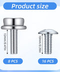 24 Pack Must Have Facemask Hardware Kit For Helmets With 12mm And 8mm Screws Baseball Visor Clips Backplate Screws And Hockey Football Helmet Repair Parts For Youth And Adults, showing product size details.