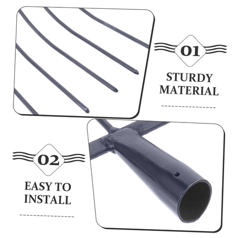 Close-up of Heavy Duty Farm Fork For Clearing Manure And Grass Versatile Multi Function Pitch Fork steel tines and handle