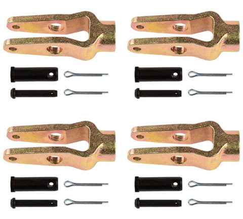Slack Adjuster Double Pinned Straight Clevis Pin Kit With Pins Beefed Up For Air Brake Chambers Five Eighths Inch Diameter Eighteen Threads Per Inch Replace R810019 Freightner A6809960540 TDA R810009, showing clevis bodies and pins.