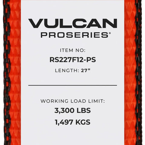 ProSeries Beefy Heavy Duty Ratchet Straps With Flat Hooks 2 Inch Wide By 27 Foot 2 Pack 3300 Lbs Safe Working Load label