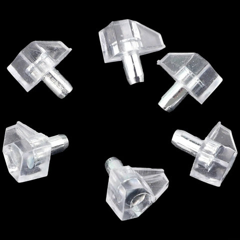 Clear Shelf Pins Kit With Metal Pins For Cabinets And Wood Shelves Low Profile Transparent Plastic Brackets, 5mm