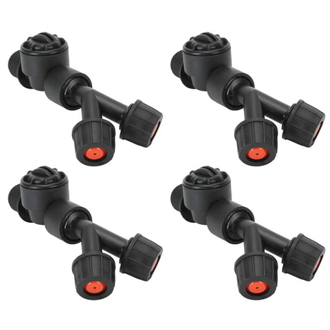 Set of 4 black drip-proof sprayer nozzles with dual-nozzle design for garden and farm irrigation, delivers fine mist sprays
