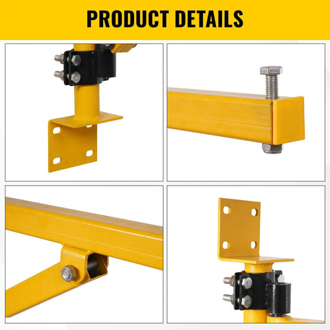 Massive 660 Lbs Wall Mount Jib Crane Hoist Bracket Built Tough With Carbon Steel Construction showing joint and mounting details.