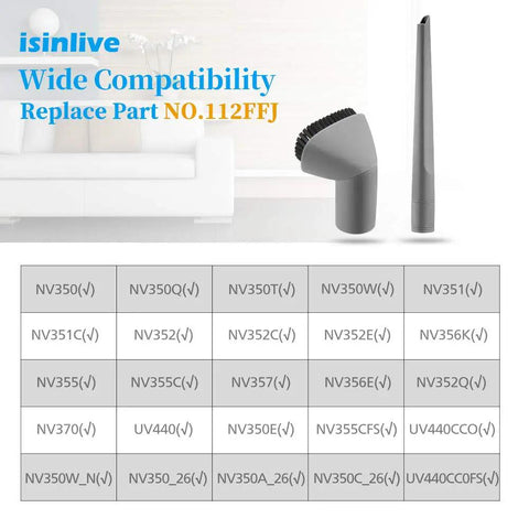 Crevice Tool And Dust Brush Vacuum Attachments Kit For Navigator Series NV350 NV351 NV352 NV355 NV356E NV360 NV361 NV370 Lift Away Vacuum Cleaners All In One Versatile Must Have For Deep Cleaning At Home product image with compatibility chart