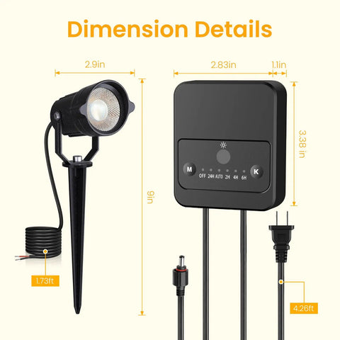 Low Voltage Landscape Lighting Kit Plug And Play With Dusk To Dawn Transformer dimensions and design in 4 Pack 33 Foot Wire