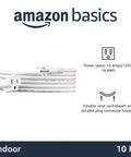 Hella Durable 10 Foot Extension Cord With 3 Prong Outlet Extender For Indoor Gadgets And Workshop Gear 13 Amp 125V 16 Awg White Cable, coiled display.