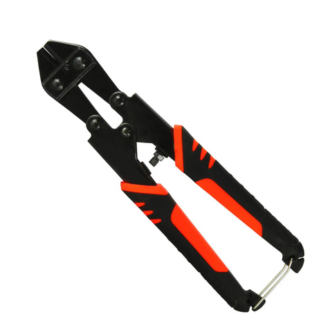 Heavy Duty Mini Bolt Cutter With Tough Hardened Blades And Comfy Anti Slip Handles That Make One Hand Wire Snipping Absolutely No Sweat Work For Home Or Garage Projects.