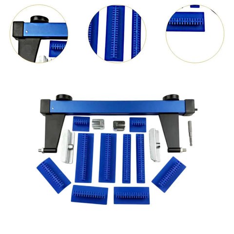 Pro Grade Paintless Dent Repair Puller Kit with 15 Accessories for Cars and Metal Panels, shown with blue and black components.