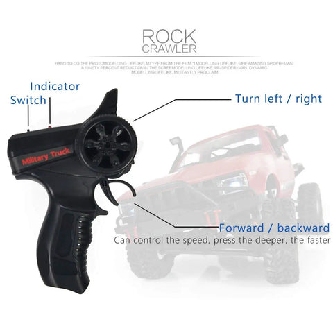 Remote control with indicator switch for Off Road RC Truck One Sixteen Scale Beast With Proportional Steering And 4WD Drivetrain