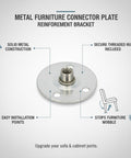 Heavy Duty Metal Furniture Connector Plate With Nuts For Sofa Cabinet And Chair Joints No Wobble Fix Rock Solid Reinforcement