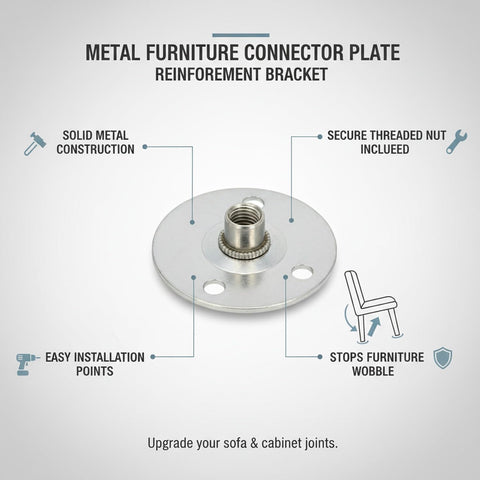 Heavy Duty Metal Furniture Connector Plate With Nuts For Sofa Cabinet And Chair Joints No Wobble Fix Rock Solid Reinforcement