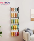 5 Tier Water Bottle Organizer Over The Door Cup Holder For Bulky Stanley Tumblers And Large Jugs, Wall Mounted, Black