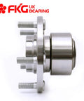 Side view of Plug And Play Front Wheel Bearing Hub Assembly for 2004 Mazda 3, 5 Lugs, Direct Drop In Replacement, OE Quality ISO TS 16949 Certified.