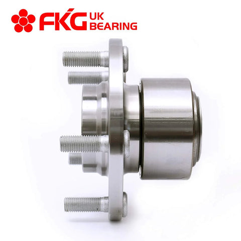 Side view of Plug And Play Front Wheel Bearing Hub Assembly for 2004 Mazda 3, 5 Lugs, Direct Drop In Replacement, OE Quality ISO TS 16949 Certified.