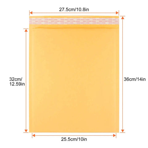 10x12.5 Inch Bubble Mailers 25 Pack Large Padded Envelopes Self Sealing Shipping Envelopes With Quick Seal, dimensions labeled