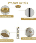 Modern Cement Pendant Lights, Hanging Lamp for Kitchen Island, 6000K, 2 Pack with gold base cap and black braided wire.