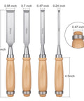 Badass Bevel Edge Wood Chisel Set For Real Deal Workshops With Precision Ground Steel Blades In Four Classic Sizes, beech handles.