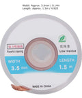 5 Pcs Copper Solder Wick Braids Set, 1.5m Length, 3.5mm Width, spool with cleaning and residue labels