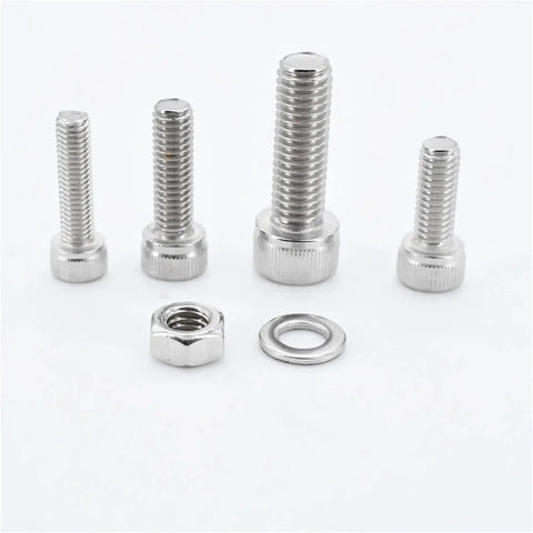 304 Stainless Steel Hex Socket Cap Head Screw Kit With Bolts Nuts And Washers M2 Through M6 DIN912 Boxed Set For DIY Projects And Reliable Electrical Connections; assorted screws, nut, washer