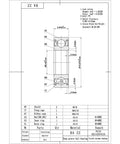 Technical drawing of Ten Pack Beefed-Up High RPM Chrome Steel Sealed Ball Bearings 0.25 By 0.625 By 0.196 Inches