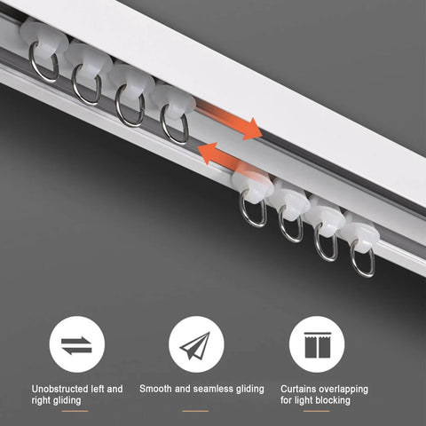 Premium Aluminum Ceiling Mount Curtain Rail With Double Groove Blackout Track showing smooth left-right sliders