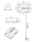 Technical diagram of R2838 Vibration Motor 24V Lightweight High Speed Rotary Vibrating Motor with dimensions and cable details.