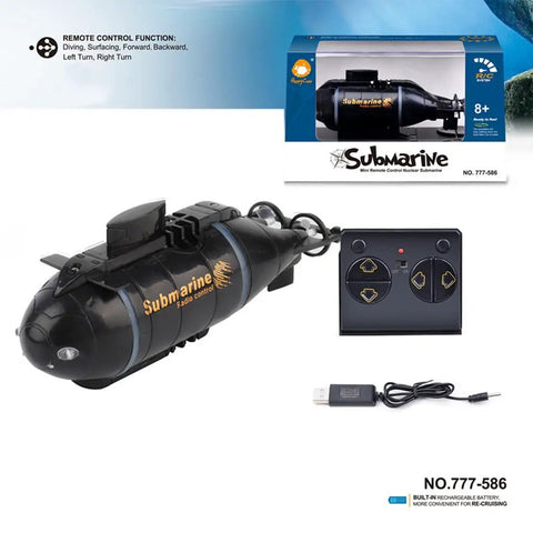 Six Channel RC Submarine Boat Waterproof For Indoor Pools Outdoor Lakes And Bathtubs with remote control and charging cable
