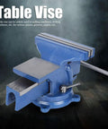 Fabater 8-Inch Cast Iron Table Vise With Heavy Duty Anvil Base, 200mm Jaw Width for secure grip on materials.
