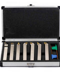 Heavy Duty 1/2 Inch Shank Indexable Lathe Tool Set With Nickel Plated CNC And Metal Lathe Tool Holders For Turning Grooving Threading Parting And Cut Off 7 Piece Kit Durable And Corrosion Resistant Built To Last in carrying case