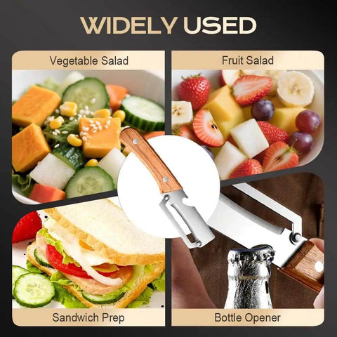Two Pack 2 In 1 Veggie Peeler And Bottle Opener With Stainless Steel Blade And Wooden Handle Handy Kitchen Tool for multiple uses