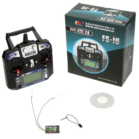 Flysky FS i6 AFHDS 2A 2.4GHz 6 Channel Radio Transmitter For RC Helicopter And Glider With FS iA6 Receiver Mode 2 package