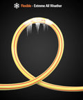Solution4Patio garden hose, yellow with red stripe, coiled